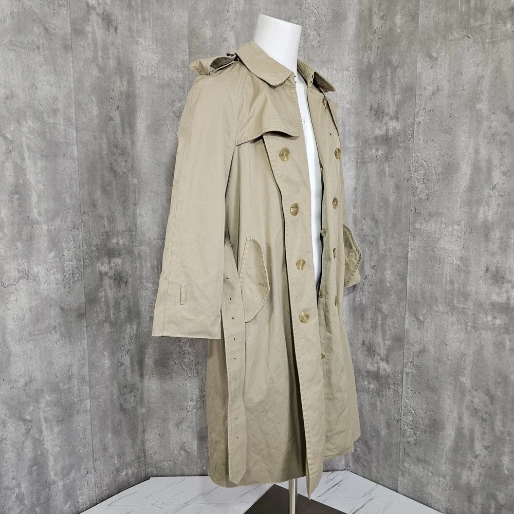 Vintage Chaps Ralph Lauren Trench Coat Tan Belted Khaki Jacket 40R‎ USA